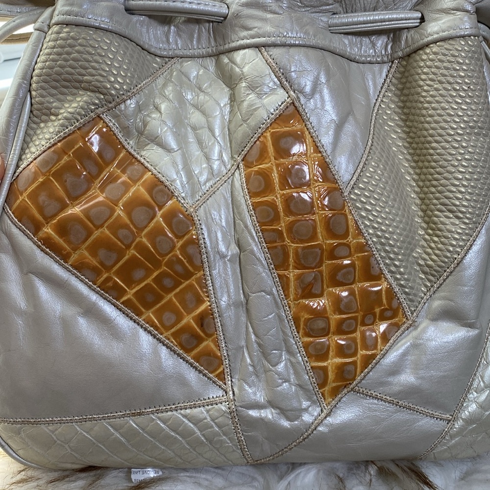 Vintage Drawstring Patchwork Animal Print Shoulde… - image 7